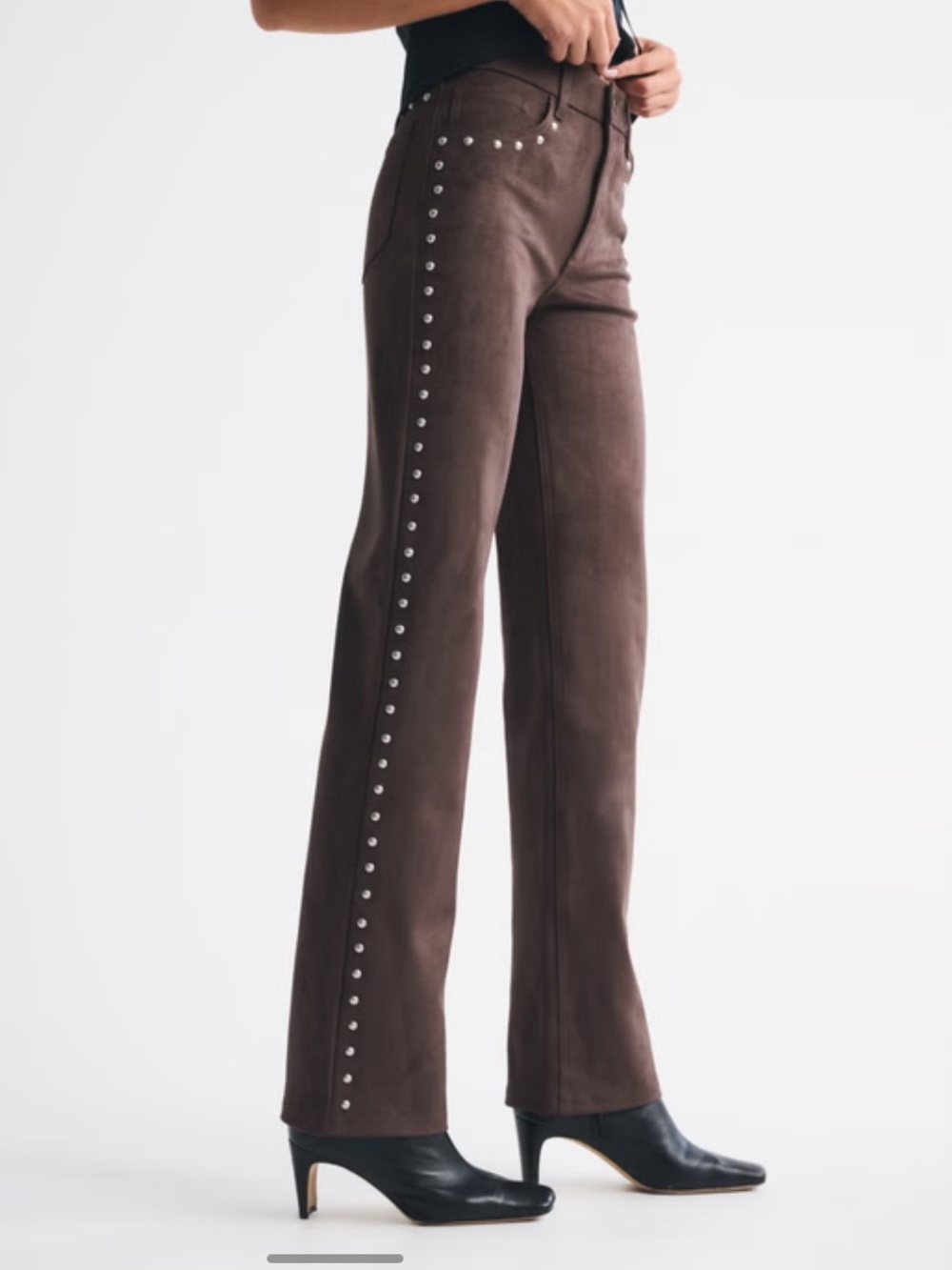 Abercrombie & Fitch Women’s High-Rise Suede Pants— Dark Brown - Picture 2 of 7